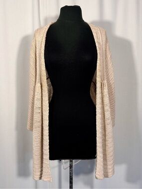 The Limited Beige Linen Open Knit Cardigan